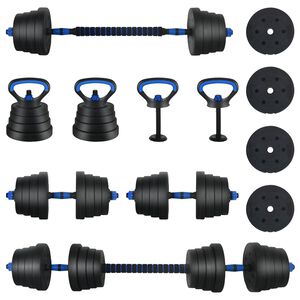 vidaXL 4-in-1 Dumbbell Set 40kg Black and Blue Cement and Iron Sand