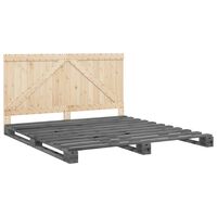 vidaXL Bed Frame with Headboard Grey 200x200 cm Solid Wood Pine