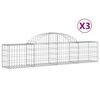 vidaXL Arched Gabion Baskets 3 pcs 200x30x40/60 cm Galvanised Iron