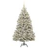 vidaXL Artificial Christmas Tree Green and White 210 cm PVC and Metal