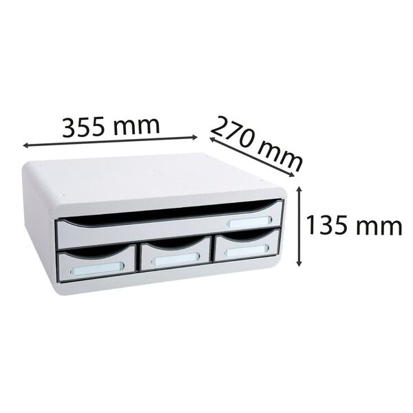 Exacompta Desktop Drawer Set Toolbox with 4 Drawers Light Grey