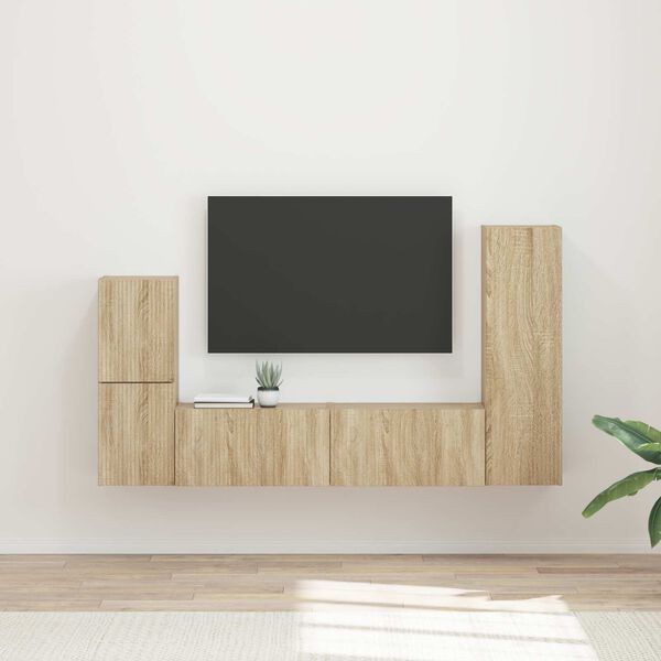 vidaXL TV Cabinet Set Wall-mounted 4 pcs Sonoma Oak Engineered Wood
