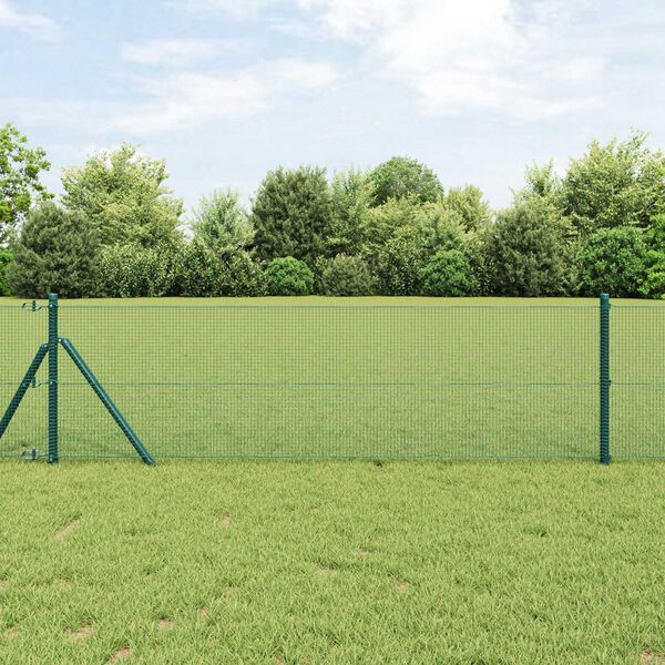 vidaXL Fence Post Green 25 x 0.4 m (12 x 12 mm mesh) Steel and PVC