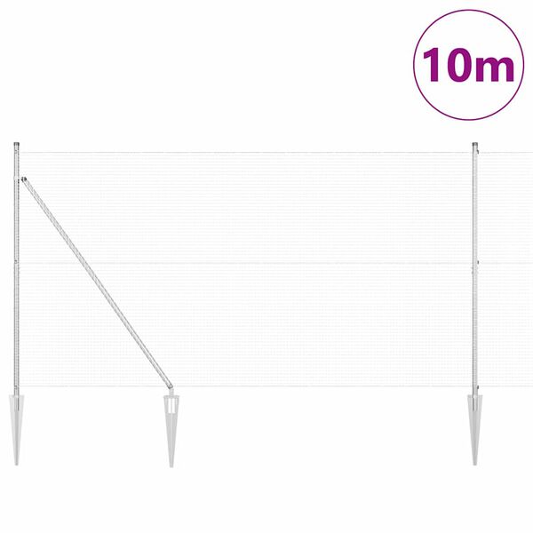 vidaXL Fence Post Silver 10 x 1.5 m (19 x 19 mm mesh) Steel