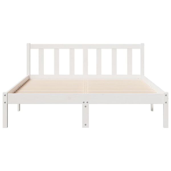 vidaXL Extra Long Bed Frame without Mattress White 160x220 cm Solid Wood Pine