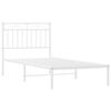 vidaXL Metal Bed Frame without Mattress with Headboard White 90x190cm