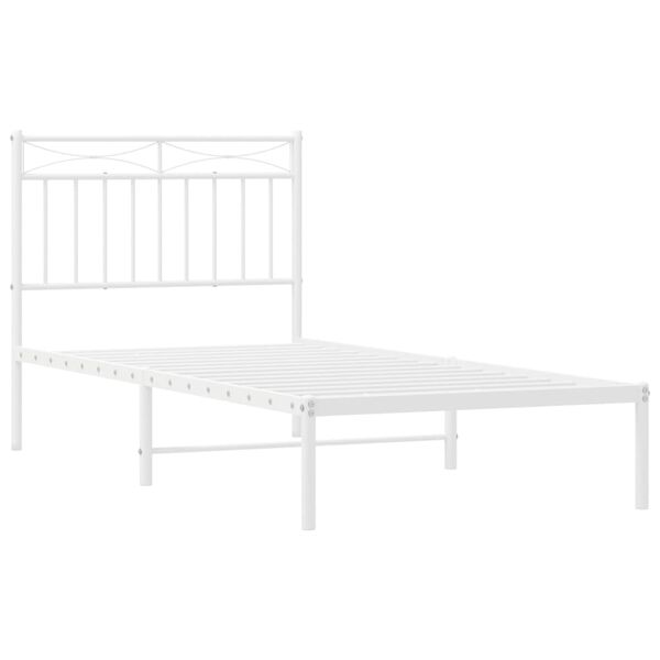 vidaXL Metal Bed Frame without Mattress with Headboard White 90x190cm