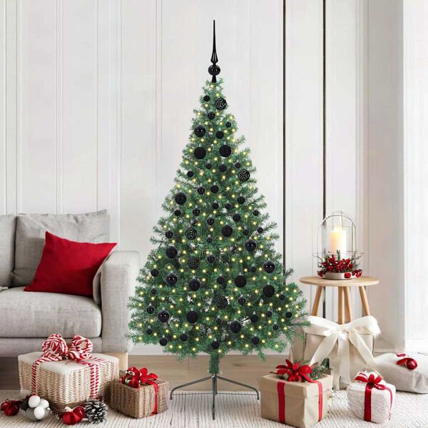 vidaXL Artificial Pre-lit Christmas Tree Green 180 cm PVC