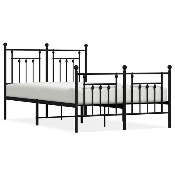 vidaXL Metal Bed Frame without Mattress with Footboard Black 120x200cm