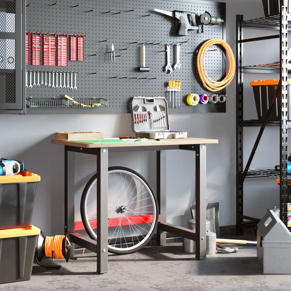 vidaXL Workbench 100x60x81.5 cm Solid Wood Oak Rectangular