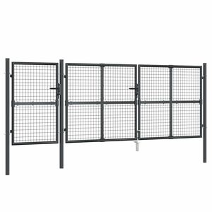 vidaXL Mesh Garden Gate Anthracite 400x125 cm Galvanised Steel