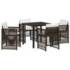 vidaXL Garden Dining Set 5 pcs Brown Poly rattan