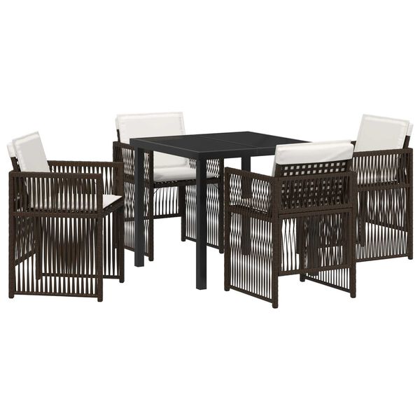 vidaXL Garden Dining Set 5 pcs Brown Poly rattan