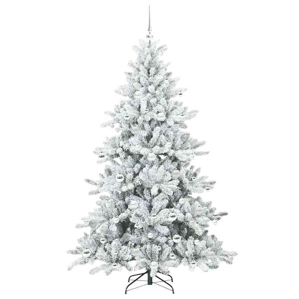 vidaXL Artificial Hinged Christmas Tree White 180 cm PVC and Steel