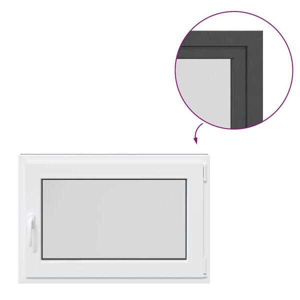 vidaXL Basement Window "RISOR" 90x50 cm Tilt&Turn DIN Right Anthracite