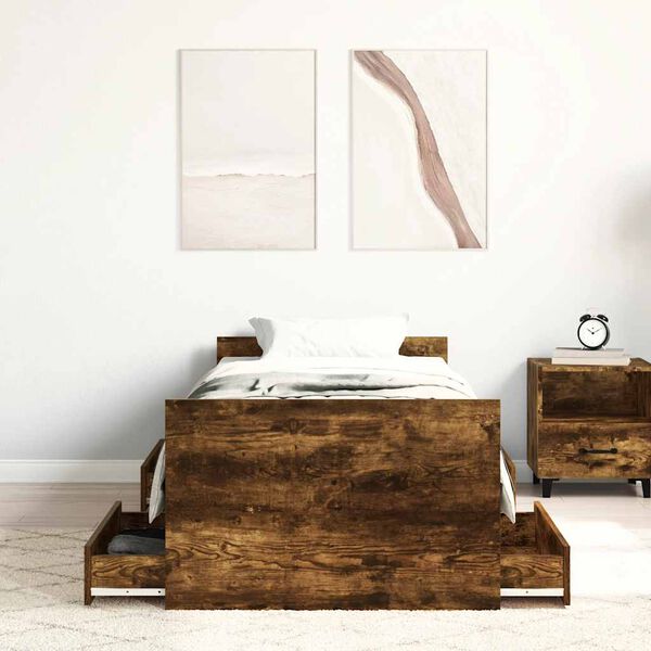 vidaXL Bed Frame without Mattress Smoked Oak 100x200 cm
