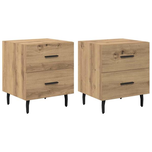 vidaXL Bedside Cabinet with Drawer 2 pcs Artisan Oak 40 x 35 x 47.5 cm