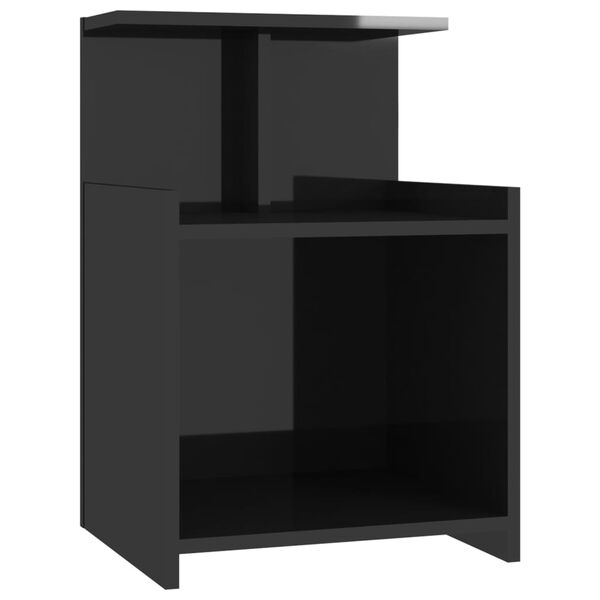 vidaXL Bed Cabinet High Gloss Black 40x35x60 cm Engineered Wood