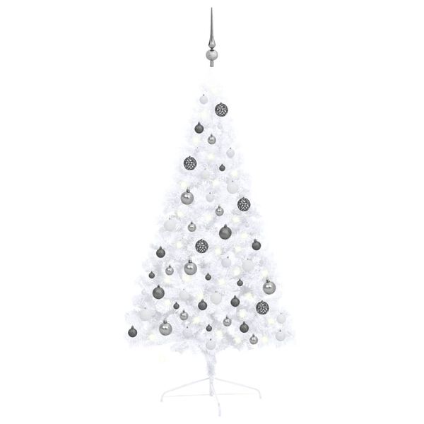 vidaXL Artificial Half Pre-lit Christmas Tree with Ball Set White 120 cm