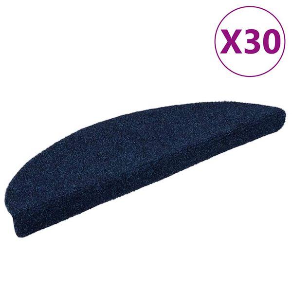 vidaXL Stair Mats Self-adhesive 30 pcs 56x17x3 cm Navy Half Round