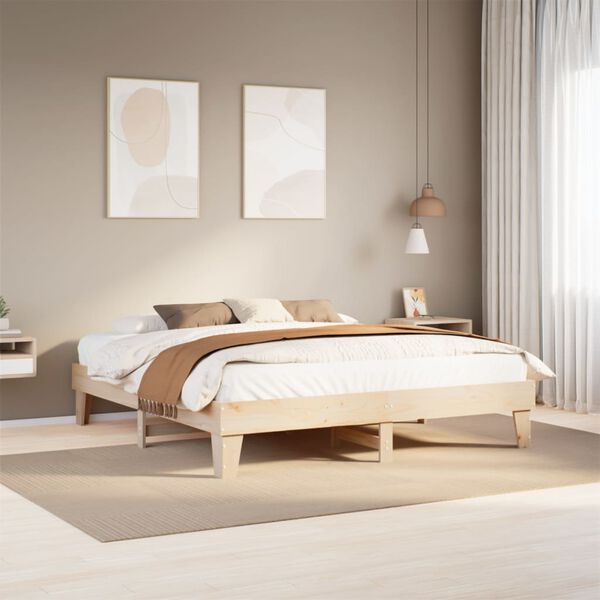 vidaXL Bed Frame without Mattress 180x200 cm Super King Solid Wood Pine
