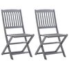 vidaXL Folding Chairs 2 pcs Solid Acacia Wood