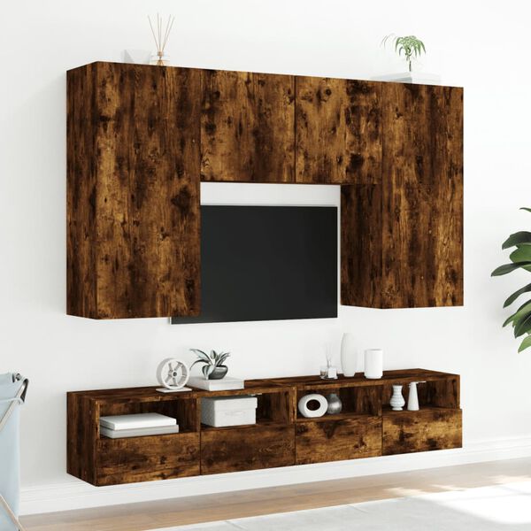 vidaXL TV Wall Cabinets 2 pcs Smoked Oak 100x30x30 cm Engineered Wood