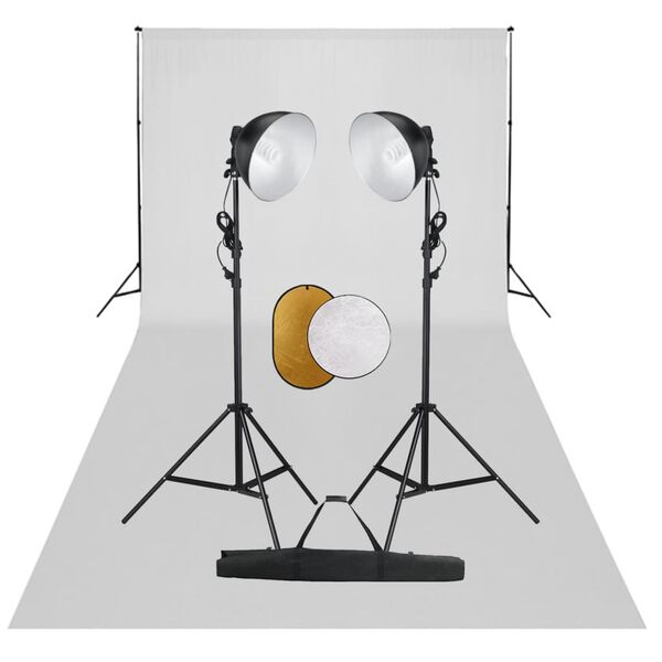 vidaXL Photo Studio Kit with Lights. Backdrop and Reflector