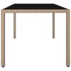 vidaXL Garden Table with Glass Top Beige Poly Rattan&Tempered Glass