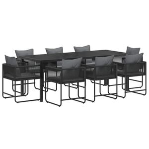 vidaXL Garden Dining Set 9 pcs Black and Anthracite 200 x 80 x 73 cm