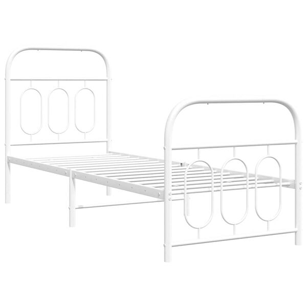 vidaXL Metal Bed Frame without Mattress with Footboard White 75x190cm