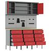 vidaXL Work Bench with Drawer 7 pcs Red 150 x 55 x 200 cm Steel
