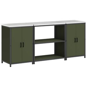 vidaXL Kitchen Storage Set 3 pcs Olive Green Cold-rolled Steel