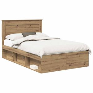 vidaXL Bed Frame Artisian Oak 120 x 190 cm Solid Pine Wood