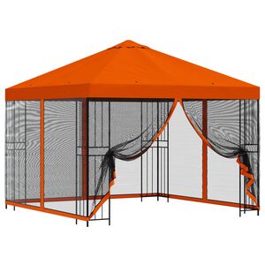 vidaXL Garden Gazebo with Sidewalls 3 x 3 m Orange Polyester and Steel