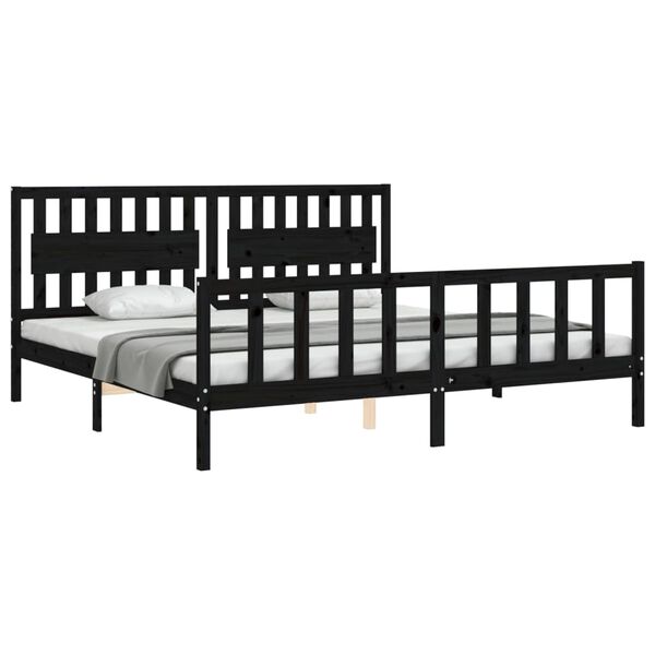 vidaXL Bed Frame without Mattress Black 200x200 cm Solid Wood Pine