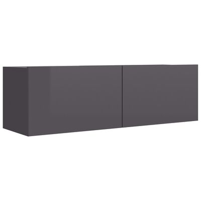 vidaXL TV Cabinet High Gloss Grey 100x30x30 cm Engineered Wood