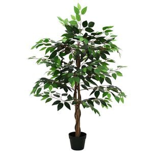 vidaXL Artificial Ficus Plant Green 90 x 16 x 110 cm Fabric and Wood