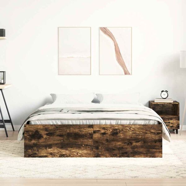 vidaXL Bed Frame without Mattress Smoked Oak 120x200 cm