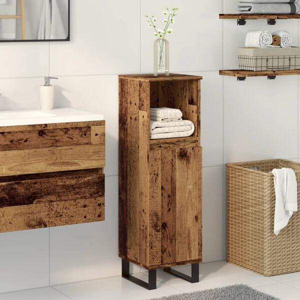 vidaXL Bathroom Cabinet Old Wood 30x30x100 cm Engineered Wood