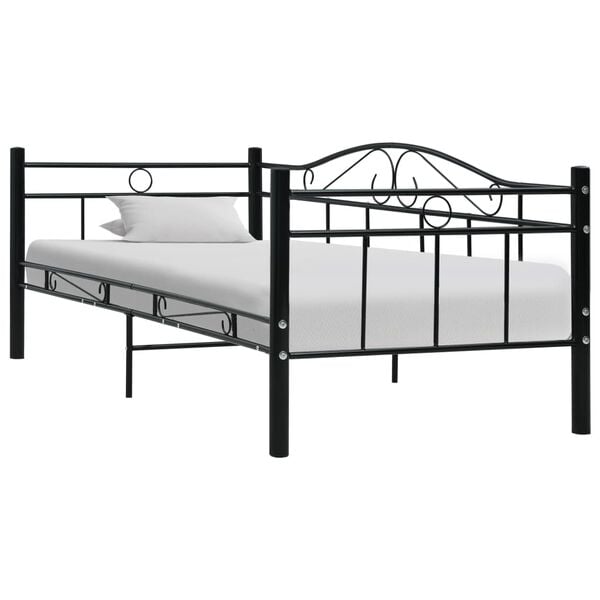 vidaXL Daybed Frame without Mattress Black Metal 90x200cm