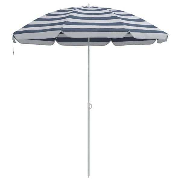 vidaXL Beach Parasol Blue and White 206 x 206 x 212 cm