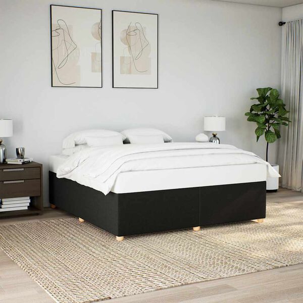 vidaXL Bed Frame without Mattress Black&nbsp;Super King Fabric