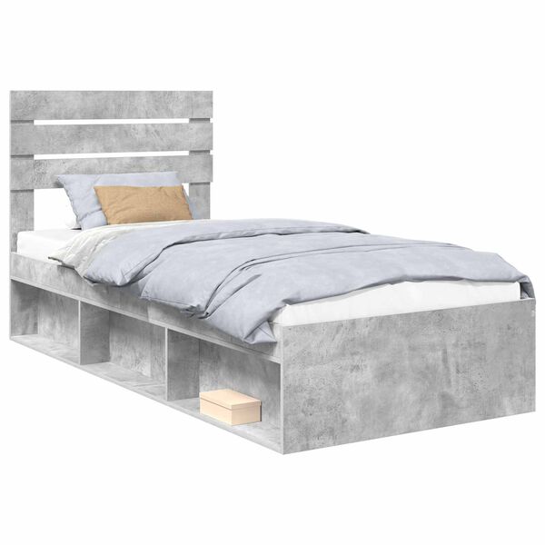 vidaXL Bed Frame Concerte Grey 100 x 200 cm Solid Pine Wood