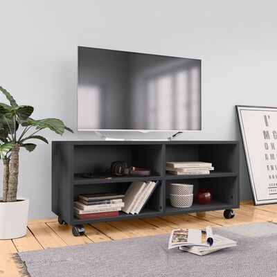 vidaXL TV Cabinet with Castors Grey 90x35x35 cm Engineered Wood