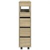 vidaXL Narrow Bathroom Cabinet with Wheels Sonoma Oak Engineered Wood