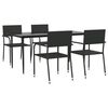 vidaXL 5 Piece Garden Dining Set Black Poly Rattan and Steel