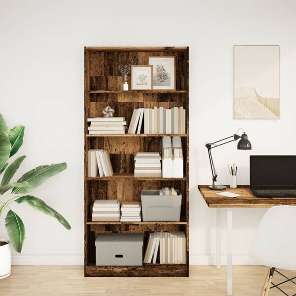 vidaXL Bookcase Old Wood 80x24x176 cm Engineered Wood