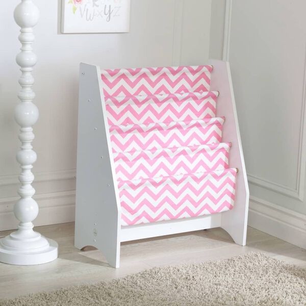 KidKraft Children's Sling Bookshelf Pink and White 60.96 x 29.85 x 71.12 cm