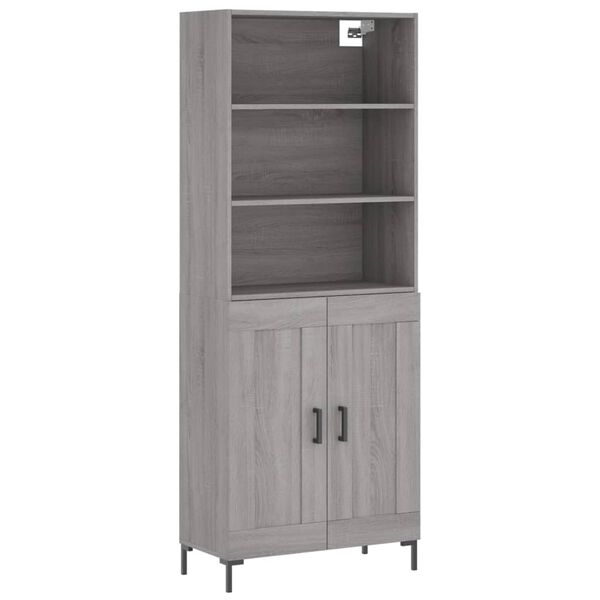 vidaXL Highboard Grey Sonoma 69.5x34x180 cm Engineered Wood